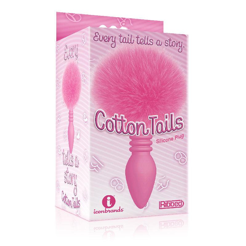 The 9's Cottontails, Ribbed Pink - Pink Butt Plug with Bunny Tail - IC2686