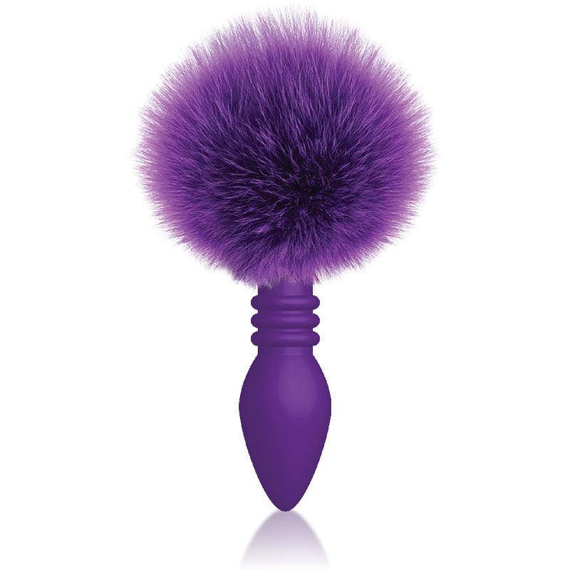 The 9's Cottontails, Ribbed Purple - Purple Butt Plug with Bunny Tail - IC2687