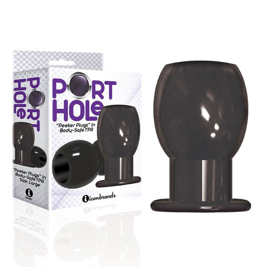 The 9's Port Hole, Hollow Butt Plug - Black Hollow Butt Plug - IC2697