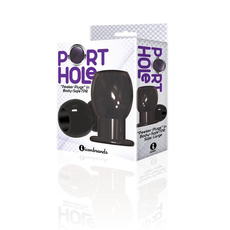 The 9's Port Hole, Hollow Butt Plug - Black Hollow Butt Plug - IC2697