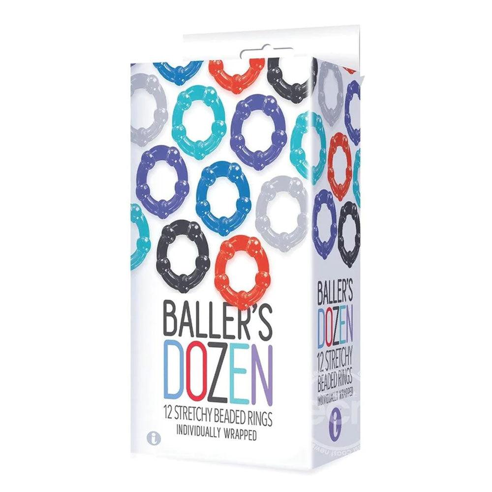 Baller's Dozen - Beaded - Individually Wrapped Cock Rings - Pack of 12 - IC2698