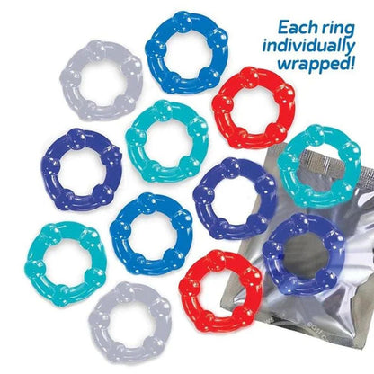 Baller's Dozen - Beaded - Individually Wrapped Cock Rings - Pack of 12 - IC2698