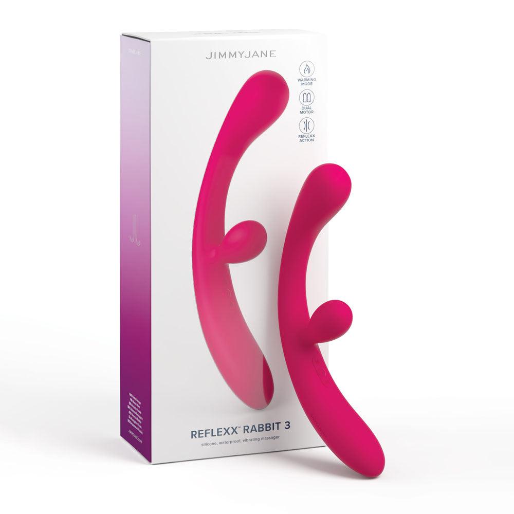 JimmyJane Reflexx Rabbit 3 - Pink 23 cm USB Rechargeable Vibrator - JJ10305