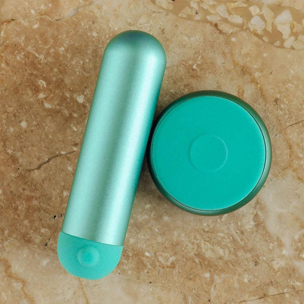 JimmyJane Mini Chroma - Teal - Teal 7.8 cm USB Rechargeable Bullet with Wireless Remote - JJ10513