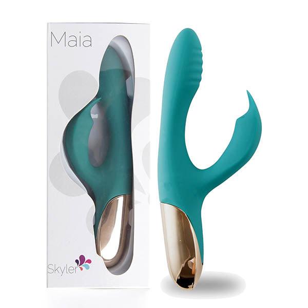 Maia Skyler - Green 21.6 cm USB Rechargeable Bendable Rabbit Vibrator - JM-18104