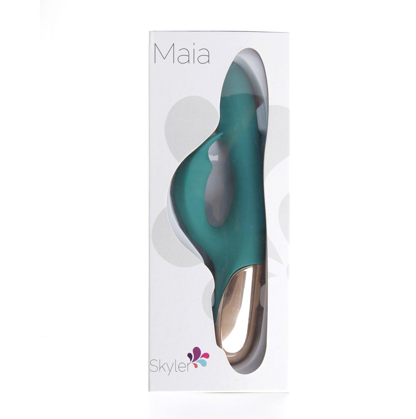 Maia Skyler - Green 21.6 cm USB Rechargeable Bendable Rabbit Vibrator - JM-18104