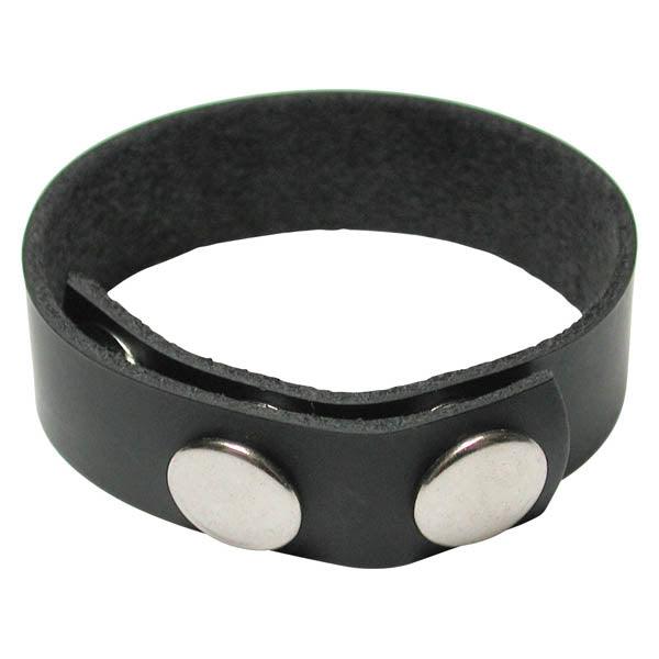 KinkLab 3 Snap Cock Ring - Black Leather Adjustable Cock Ring - KL642