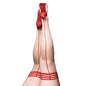 Kixies WHITNEY Nude/Red Seam Thigh Highs - Nude/Red - Size D - KX1334D