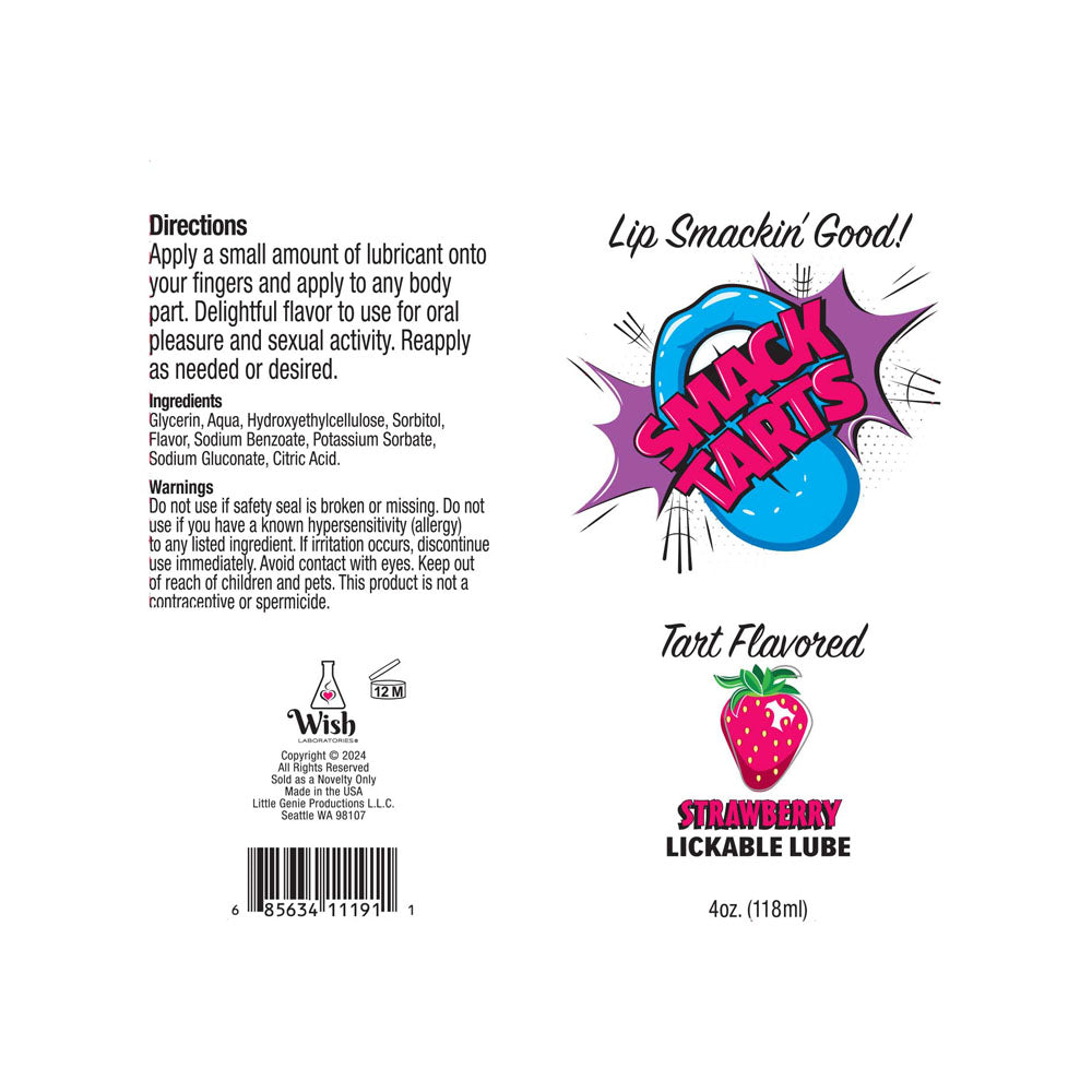 Smack Tarts - Sour Strawberry - Sour Strawberry Flavoured Lubricant - 120 ml Tube - LGBT.424