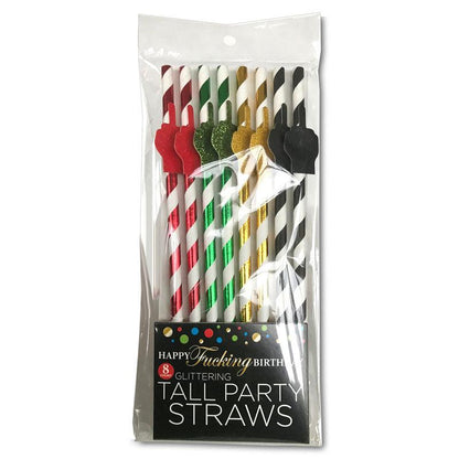 Happy Fucking Birthday Tall Party Straws - Party Straws - 8 Pack - LGCP.1076