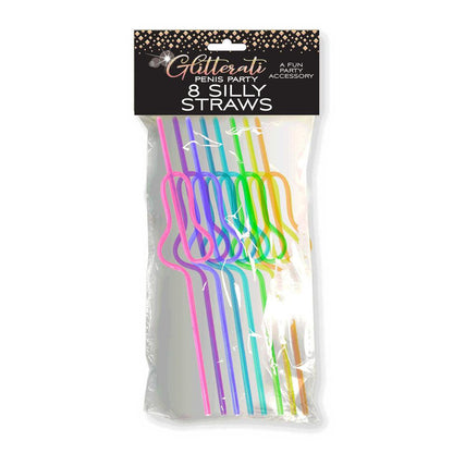 Glitterati Penis Silly Straws - Coloured Hen's Party Straws - 8 Pack - LGCP.1103