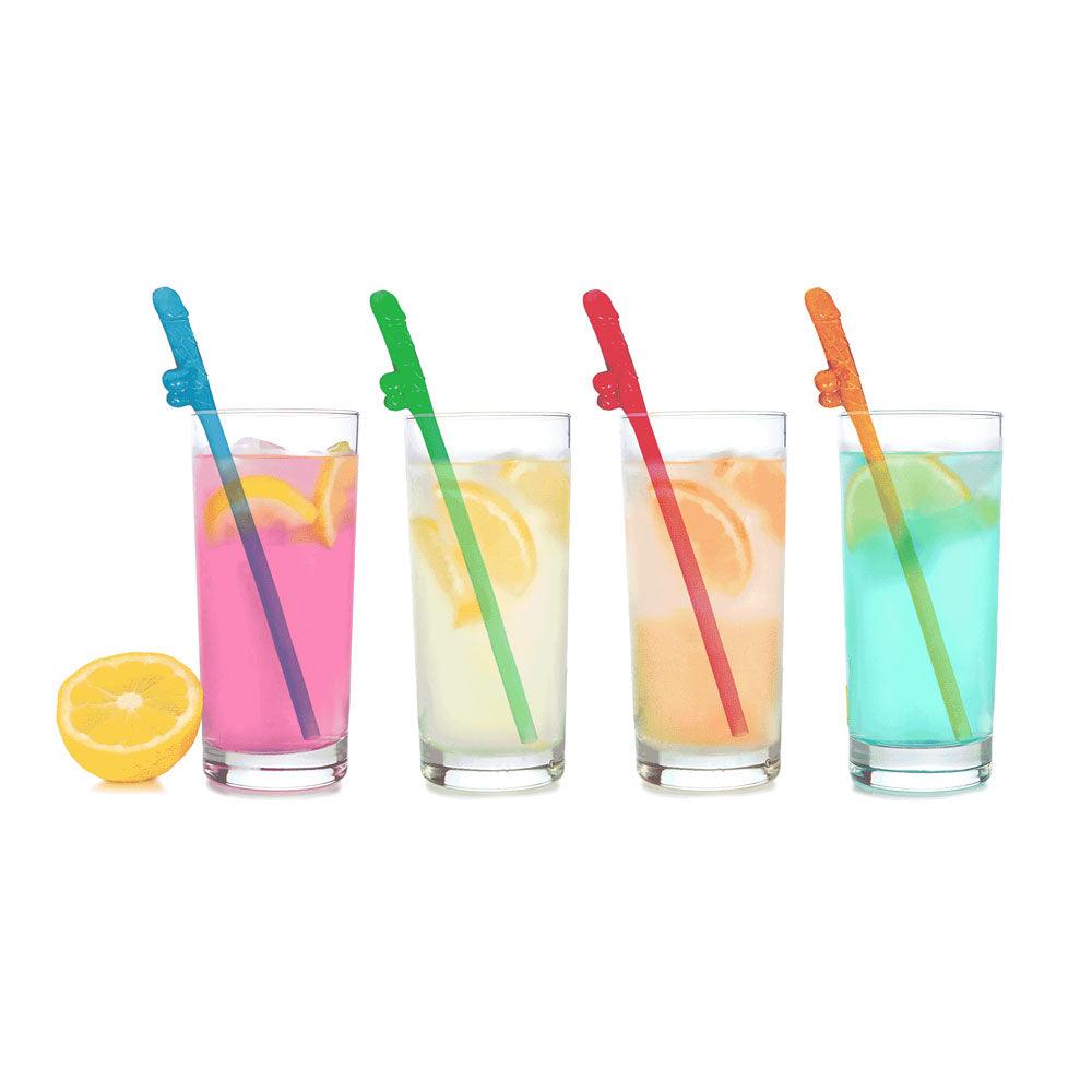 Super Fun Penis Party Straws - Coloured - Multi Coloured Dicky Straws - 8 Pack - LGCP.1111