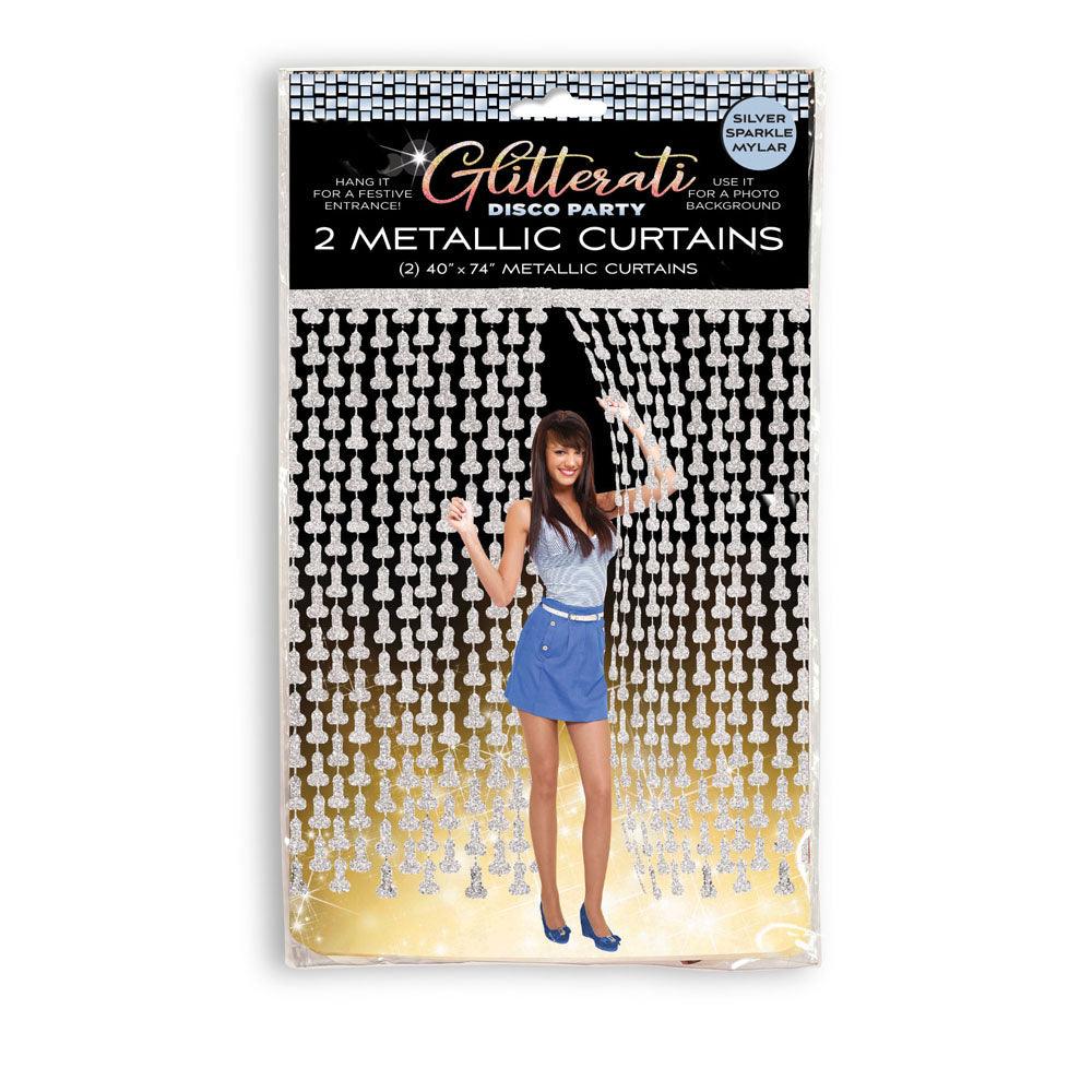 Glitterati - Penis Party Disco Metallic Curtains - Party Doorway Decoration - Set of 2 - LGCP.1145