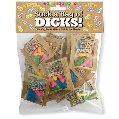 Suck a Bag of Dicks! Bag of 25 - Pecker Lollies - Bulk Bag of 25 Party Packs - LGCP.903