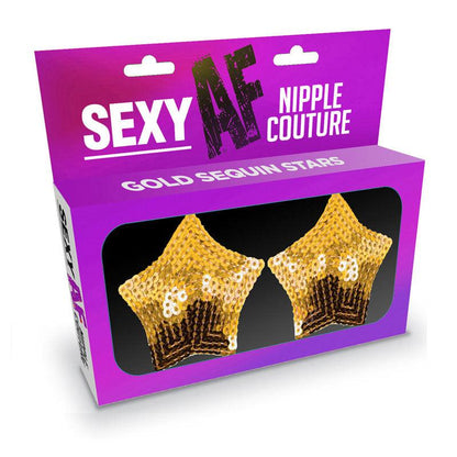 Sexy AF - Nipple Couture Gold Stars - Gold Sequin Reusable Nipple Pasties - LGNV.201