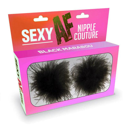 Sexy AF - Nipple Couture Black Marabou - Black Marabou Reuseable Nipple Pasties - LGNV.205