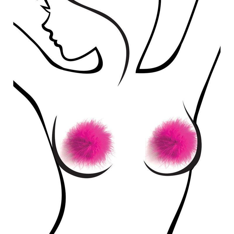 Sexy AF - Nipple Couture Pink Marabou - Pink Marabou Reuseable Nipple Pasties - LGNV.206