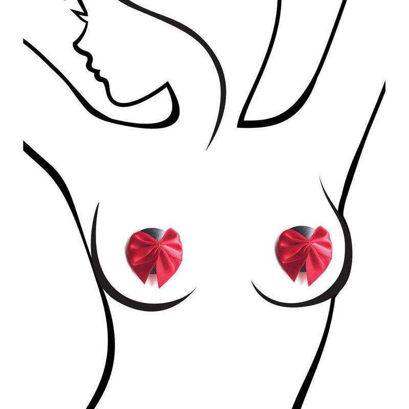 Sexy AF - Nipple Couture Red Bows - Red Bows Reuseable Nipple Pasties - LGNV.211