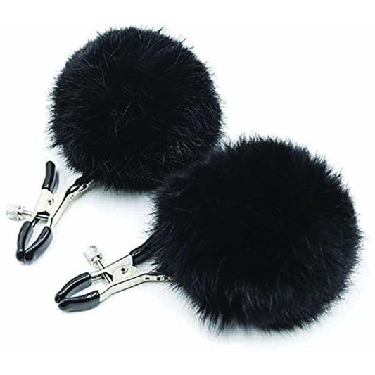 Sexy AF - Clamp Couture Black Puff Balls - Black Puff Balls Nipple Clamps - LGNV.213