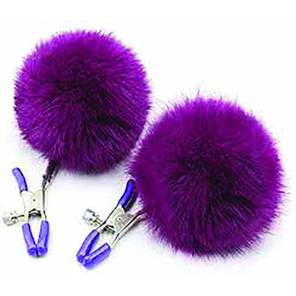 Sexy AF - Clamp Couture Purple Puff Balls - Purple Puff Balls Nipple Clamps - LGNV.214