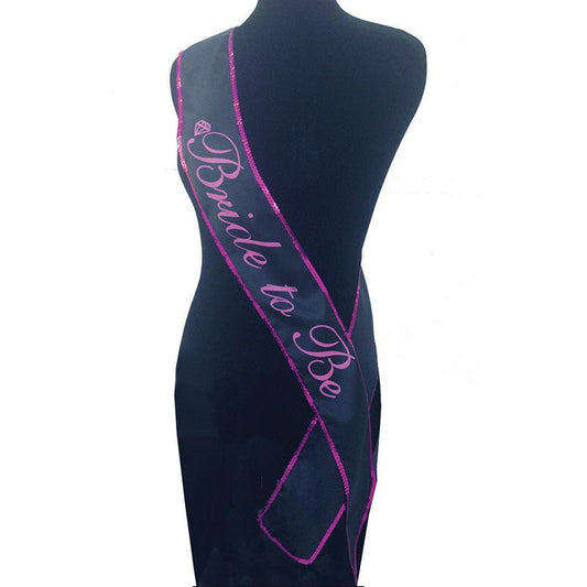 Bride-To-Be Sash - Black Hens Party Sash - LGNVC.033