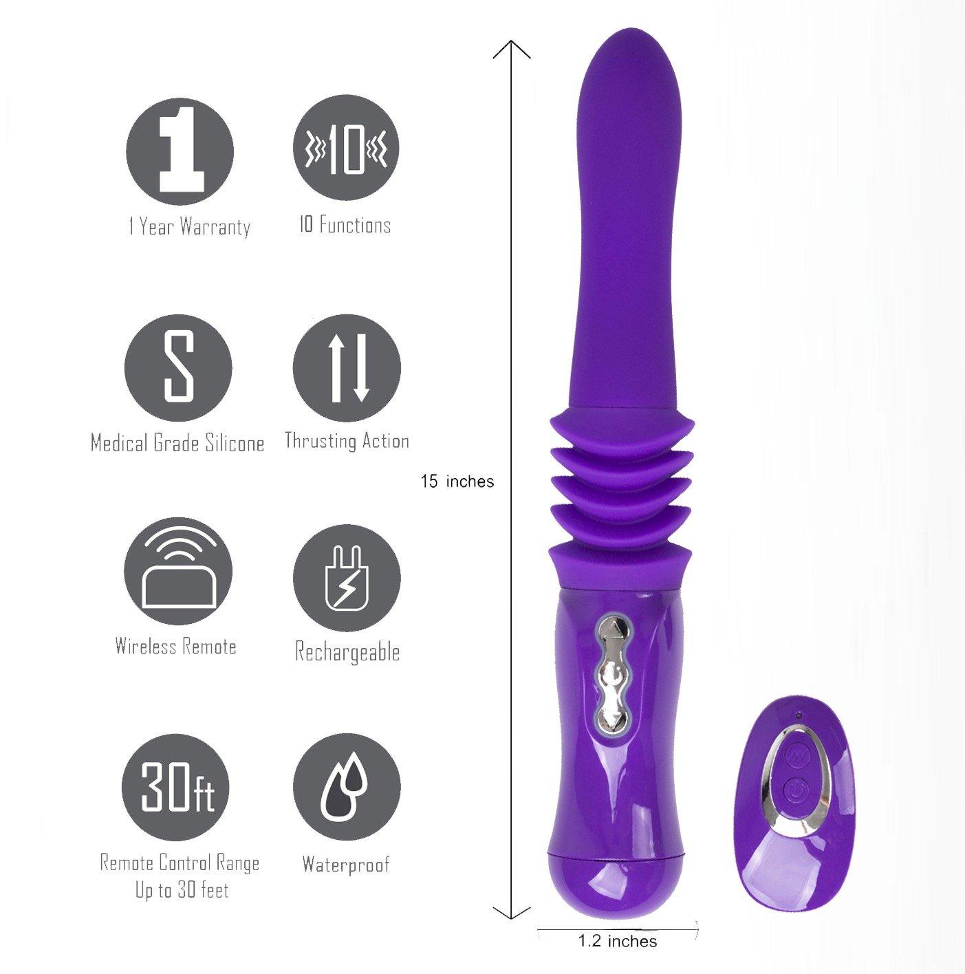 Maia Monroe - Purple 38 cm USB Rechargeable Thrusting Vibrator - LM15102-L2