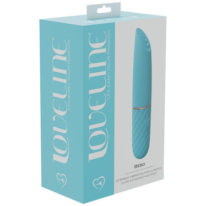 LOVELINE Beso - Blue - Blue 10.6 cm USB Rechargeable Mini Lipstick Vibrator - LOVU006BLU