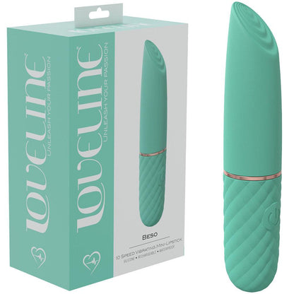 LOVELINE Beso - Green - Green 10.6 cm USB Rechargeable Mini Lipstick Vibrator - LOVU006GRN