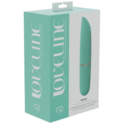 LOVELINE Beso - Green - Green 10.6 cm USB Rechargeable Mini Lipstick Vibrator - LOVU006GRN