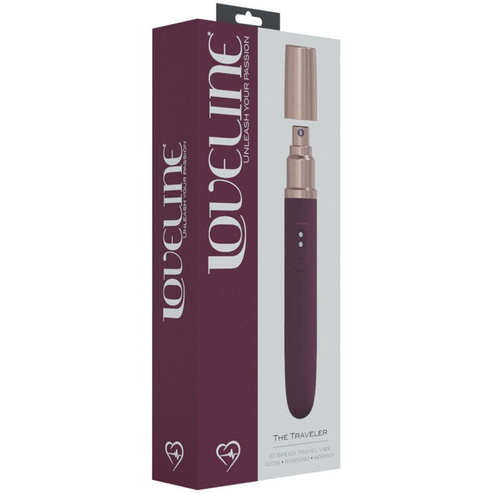 LOVELINE The Traveler - Burgundy - Burgundy 17.6 cm USB Rechargeable Vibrator with Lube Applicator - LOVU015BUR