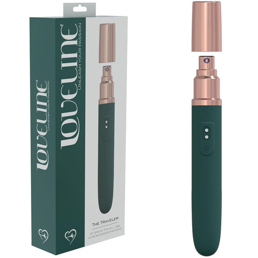 LOVELINE The Traveler - Green - Green 17.6 cm USB Rechargeable Vibrator with Lube Applicator - LOVU015GRN