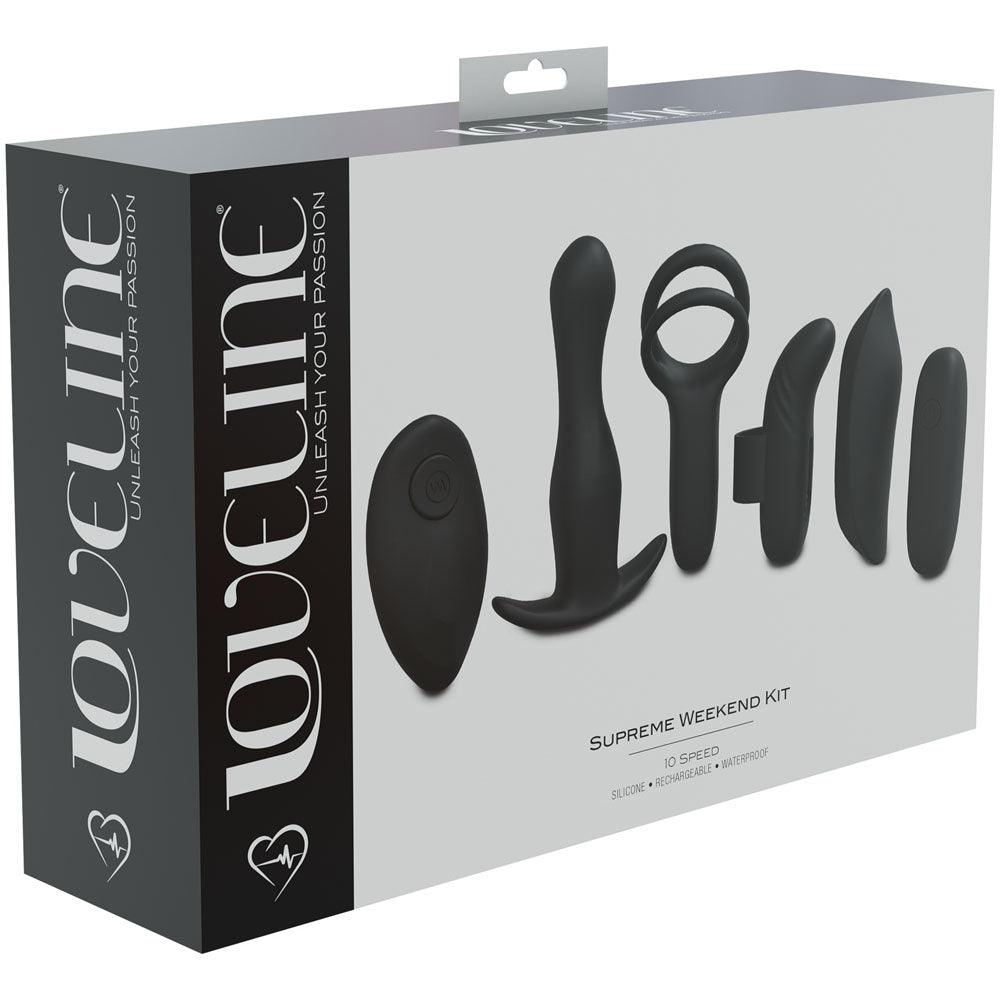 LOVELINE Supreme Weekend Kit - Black - Black USB Rechargeable 5 Piece Kit - LOVU016BLK