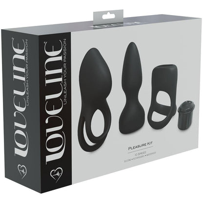 LOVELINE Pleasure Kit - Black - Black USB Rechargeable Male Kit - 3 Piece Set - LOVU017BLK