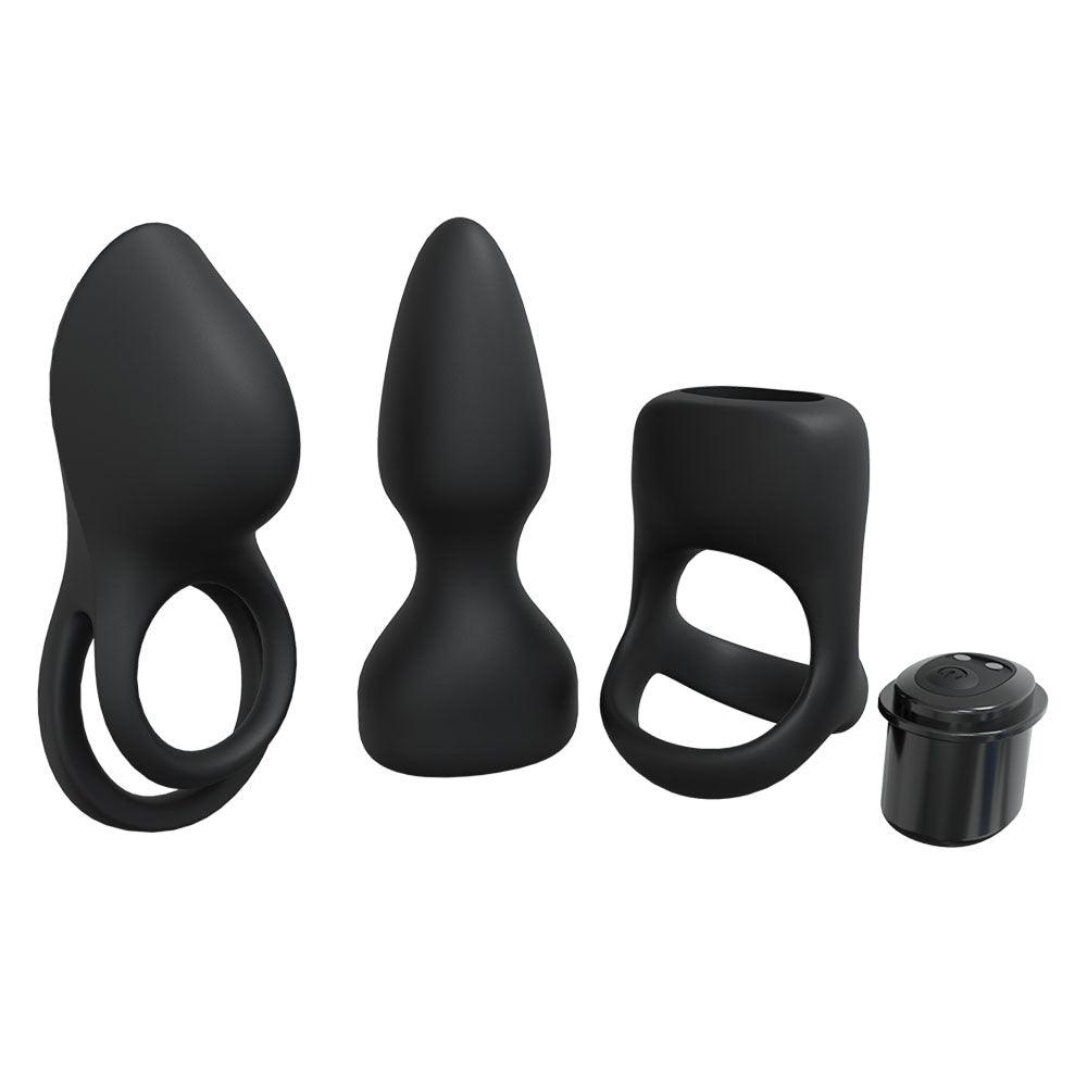 LOVELINE Pleasure Kit - Black - Black USB Rechargeable Male Kit - 3 Piece Set - LOVU017BLK