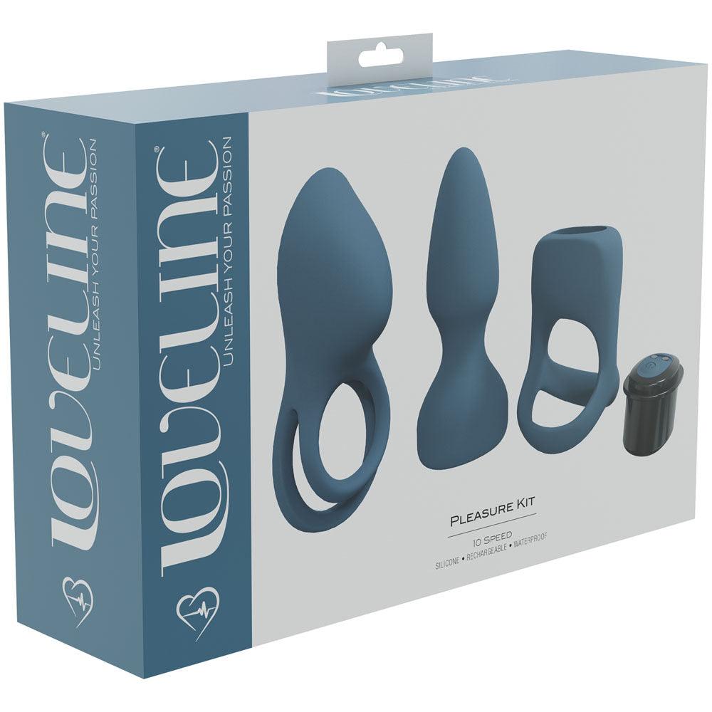 LOVELINE Pleasure Kit - Blue - Blue USB Rechargeable Male Kit - 3 Piece Set - LOVU017BLU