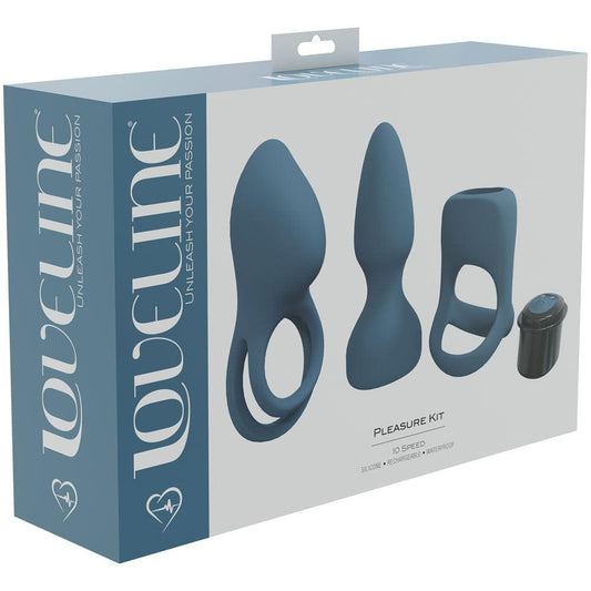 LOVELINE Pleasure Kit - Blue - Blue USB Rechargeable Male Kit - 3 Piece Set - LOVU017BLU