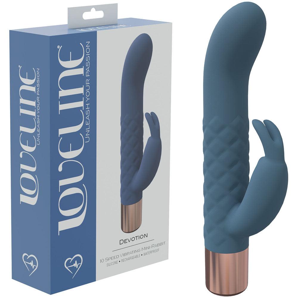 LOVELINE Devotion - Blue - Blue 14.2 cm USB Rechargeable Rabbit Vibrator - LOVU019BLU