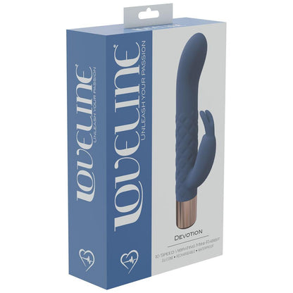 LOVELINE Devotion - Blue - Blue 14.2 cm USB Rechargeable Rabbit Vibrator - LOVU019BLU