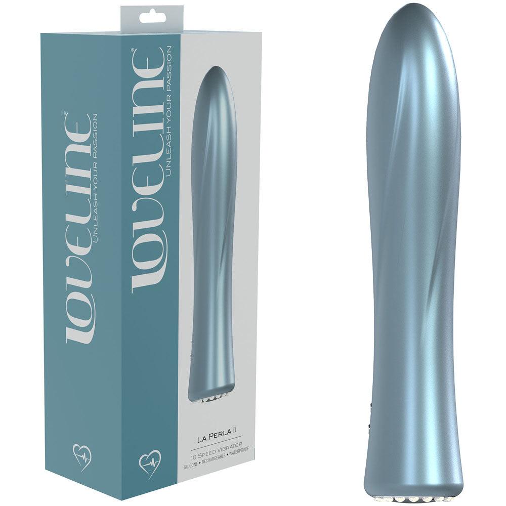 LOVELINE La Perla II - Blue - Pearlescent Blue 19.2 cm USB Rechargeable Vibrator - LOVU024PBLU