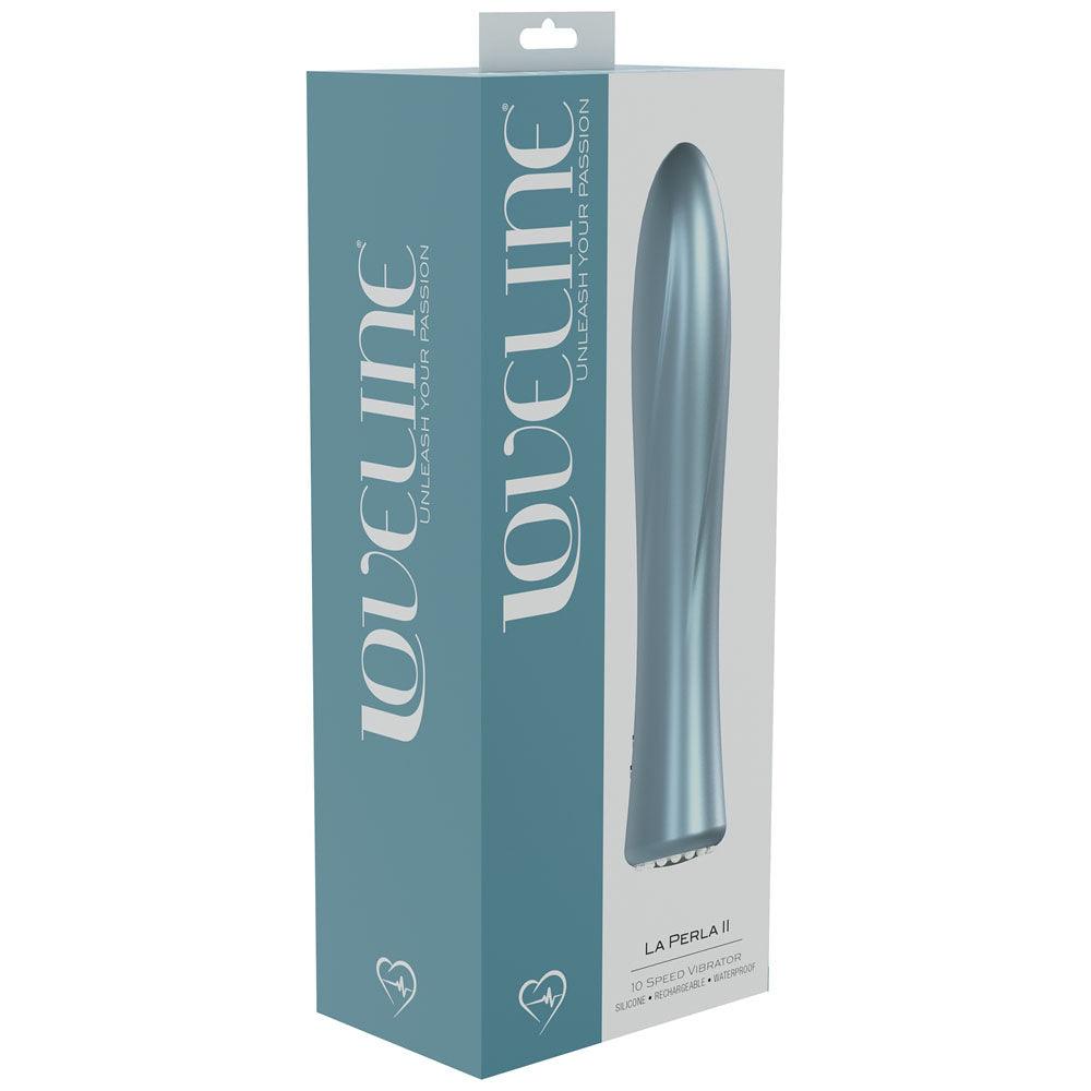 LOVELINE La Perla II - Blue - Pearlescent Blue 19.2 cm USB Rechargeable Vibrator - LOVU024PBLU