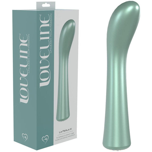 LOVELINE La Perla III - Green - Pearlescent Green 19.2 cm USB Rechargeable Vibrator - LOVU025PGRN