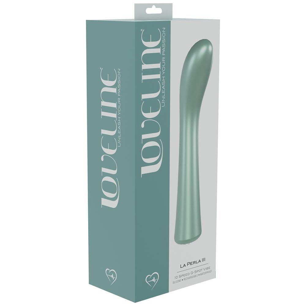 LOVELINE La Perla III - Green - Pearlescent Green 19.2 cm USB Rechargeable Vibrator - LOVU025PGRN