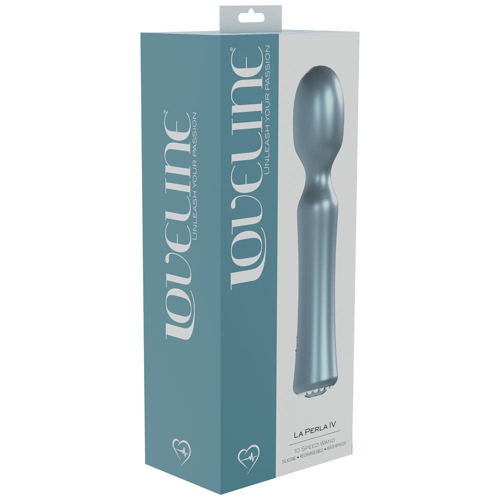 LOVELINE La Perla IV - Blue - Pearlescent Blue 19.2 cm USB Rechargeable Massage Wand - LOVU026PBLU