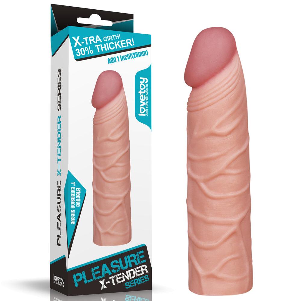 Pleasure X-Tender 1'' Sleeve - Flesh 2.5 cm (1'') Penis Extension Sleeve - LV1051F