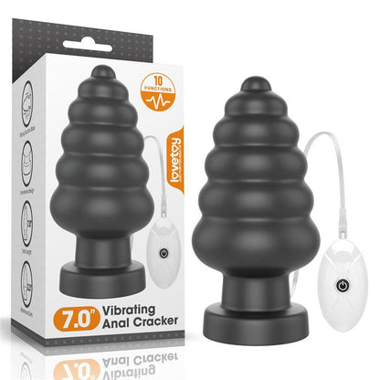 King Sized 7'' Vibrating Anal Cracker - Black 17.8 cm XL Vibrating Butt Plug - LV120115