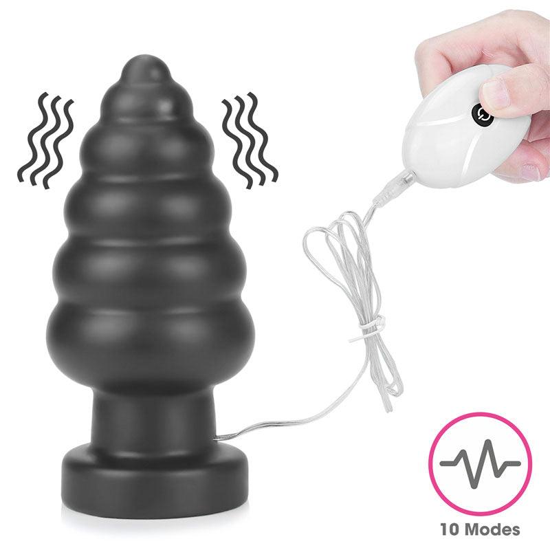 King Sized 7'' Vibrating Anal Cracker - Black 17.8 cm XL Vibrating Butt Plug - LV120115