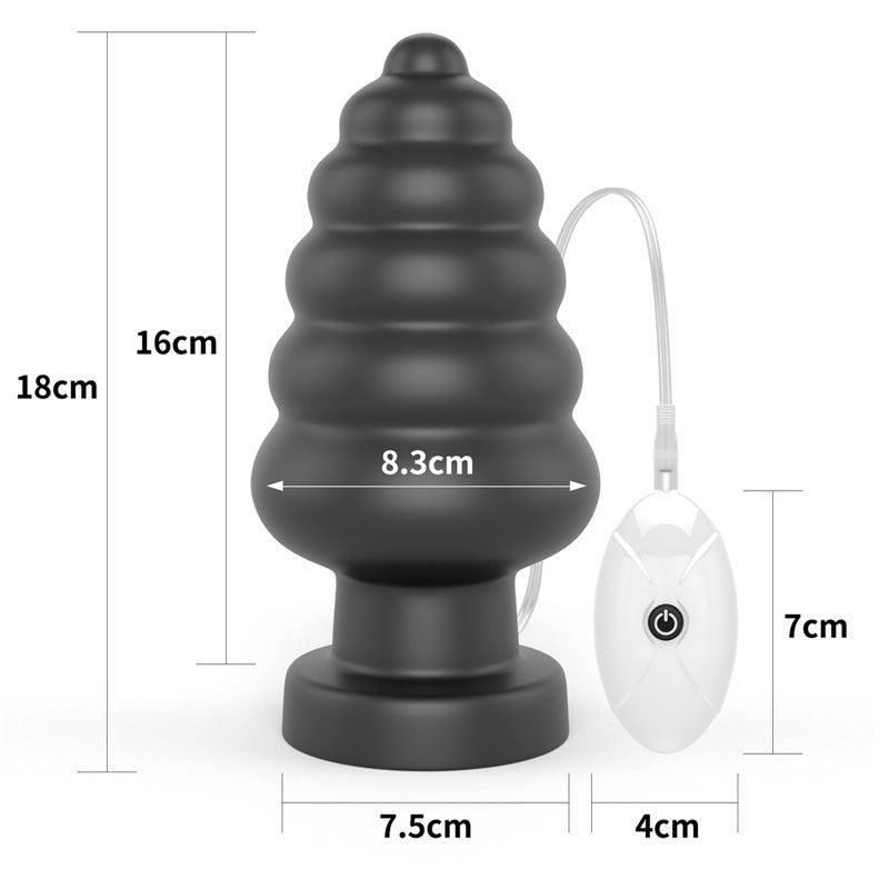 King Sized 7'' Vibrating Anal Cracker - Black 17.8 cm XL Vibrating Butt Plug - LV120115