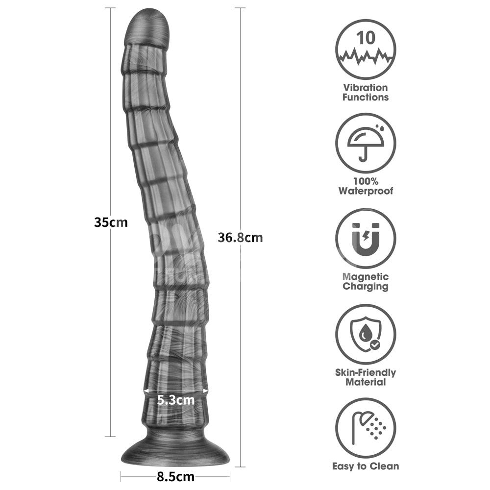 King Sized Vibrating Vibrax Slider - Grey 36.8 cm (14.5'') USB Rechargeable Vibrating Dildo - LV121201