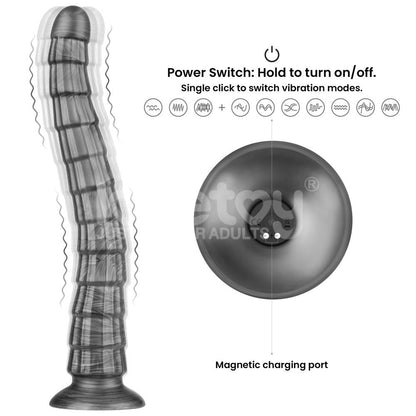 King Sized Vibrating Vibrax Slider - Grey 36.8 cm (14.5'') USB Rechargeable Vibrating Dildo - LV121201