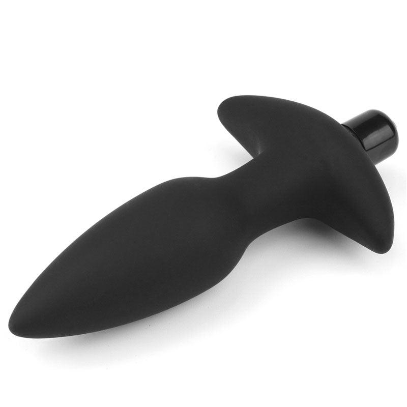 Anal Indulgence Collection Silicone Fantasy Anal Plug - Black 14.5 cm Vibrating Butt Plug - LV2604